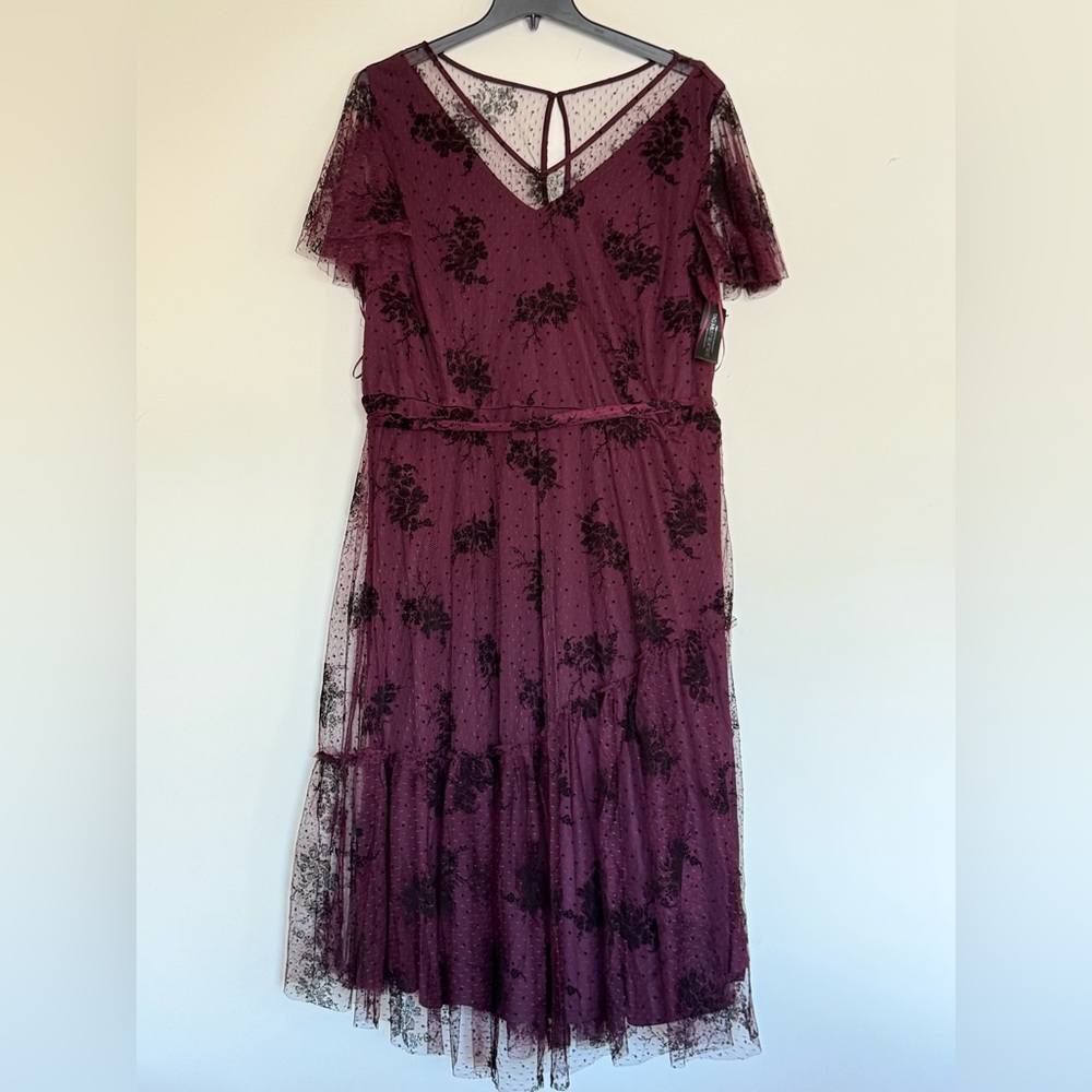 Lane Bryant Purple and Black Lace Midi Dress